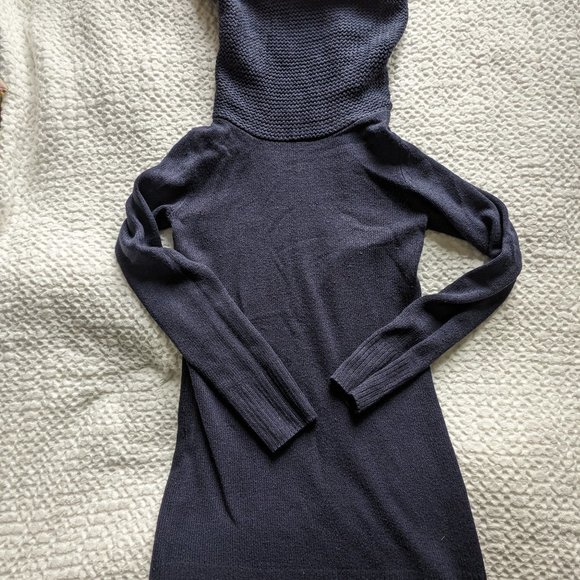 H&M cowl neck turtleneck tunic sweater, size S, navy blue - Picture 1 of 2